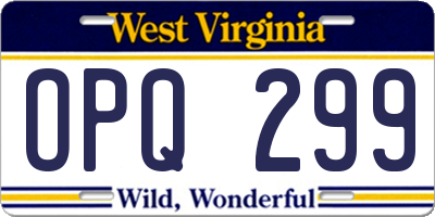 WV license plate OPQ299