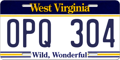 WV license plate OPQ304