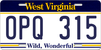 WV license plate OPQ315