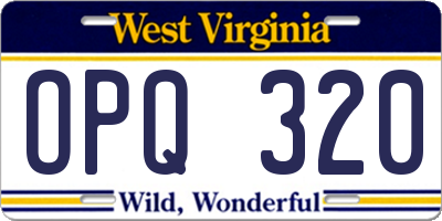 WV license plate OPQ320