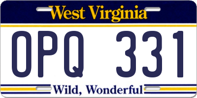 WV license plate OPQ331