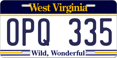 WV license plate OPQ335
