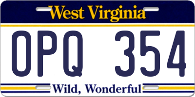 WV license plate OPQ354