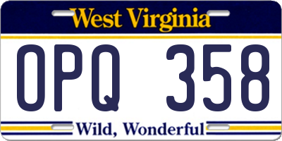 WV license plate OPQ358