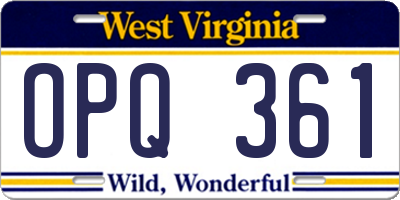 WV license plate OPQ361
