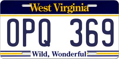 WV license plate OPQ369
