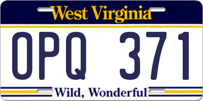 WV license plate OPQ371