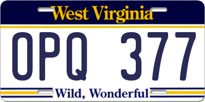 WV license plate OPQ377