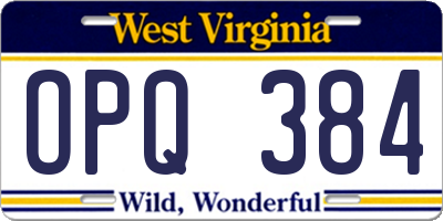 WV license plate OPQ384