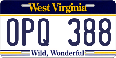 WV license plate OPQ388