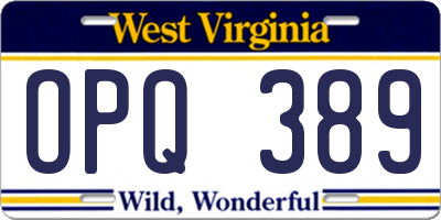 WV license plate OPQ389