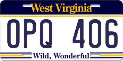 WV license plate OPQ406