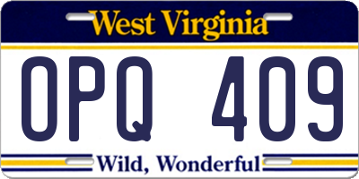 WV license plate OPQ409