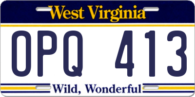WV license plate OPQ413