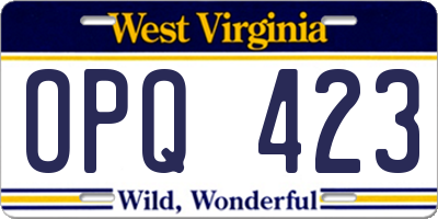 WV license plate OPQ423