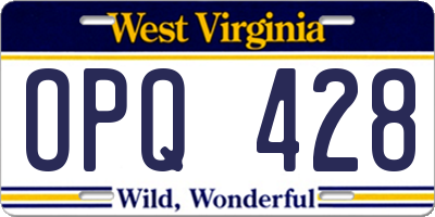 WV license plate OPQ428