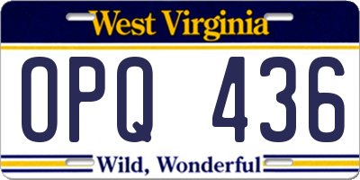 WV license plate OPQ436