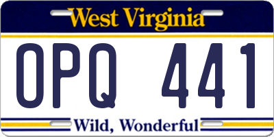 WV license plate OPQ441