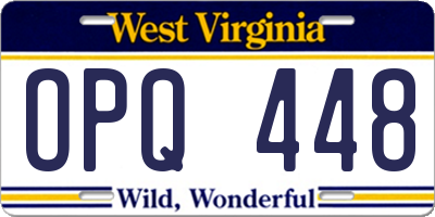 WV license plate OPQ448