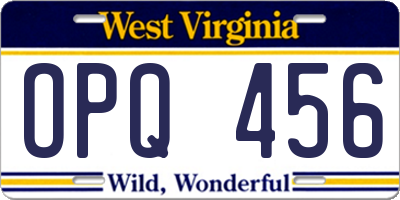WV license plate OPQ456