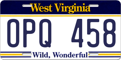 WV license plate OPQ458