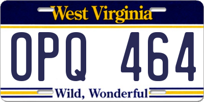 WV license plate OPQ464