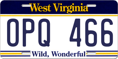 WV license plate OPQ466