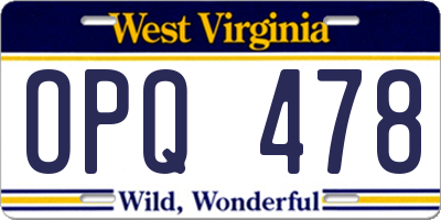 WV license plate OPQ478
