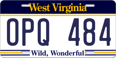 WV license plate OPQ484