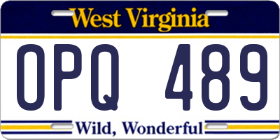 WV license plate OPQ489