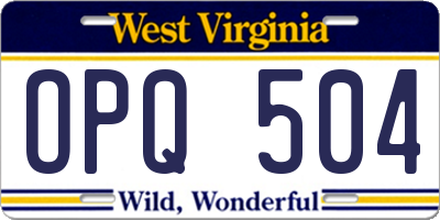 WV license plate OPQ504
