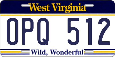 WV license plate OPQ512