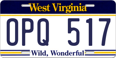 WV license plate OPQ517