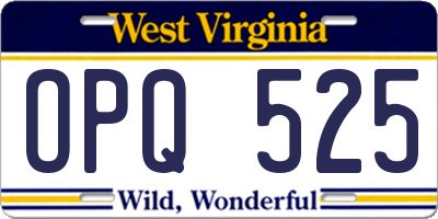 WV license plate OPQ525