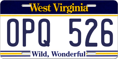 WV license plate OPQ526