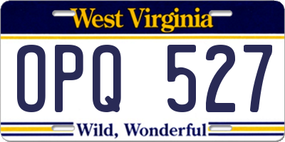 WV license plate OPQ527