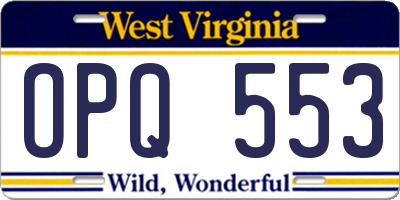 WV license plate OPQ553