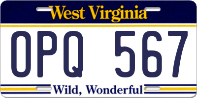 WV license plate OPQ567