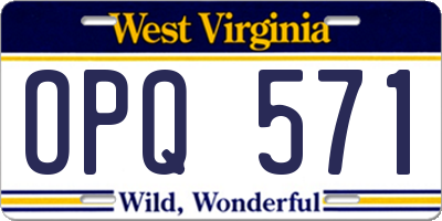 WV license plate OPQ571