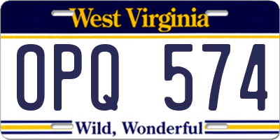 WV license plate OPQ574