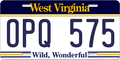 WV license plate OPQ575