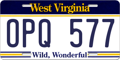 WV license plate OPQ577