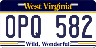 WV license plate OPQ582