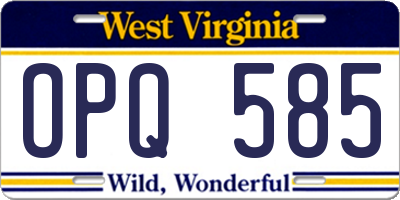 WV license plate OPQ585