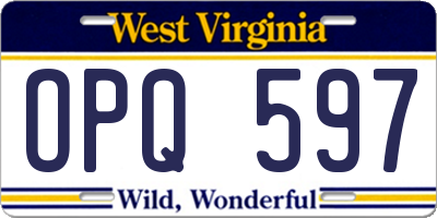 WV license plate OPQ597