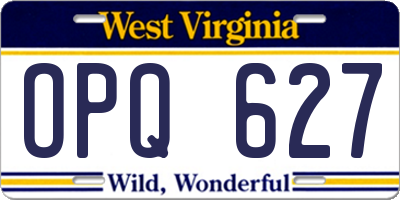 WV license plate OPQ627