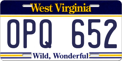 WV license plate OPQ652