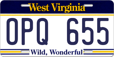 WV license plate OPQ655