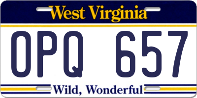 WV license plate OPQ657