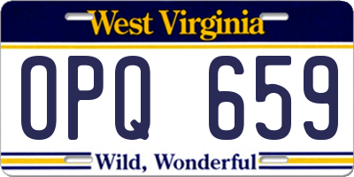WV license plate OPQ659